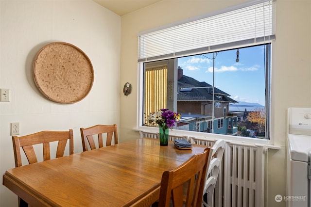 dining area with washer / dryer