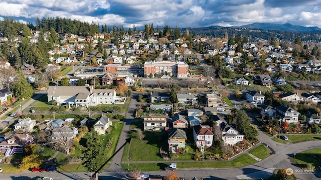 bird's eye view with a mountain view