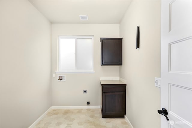 clothes washing area with hookup for an electric dryer and washer hookup