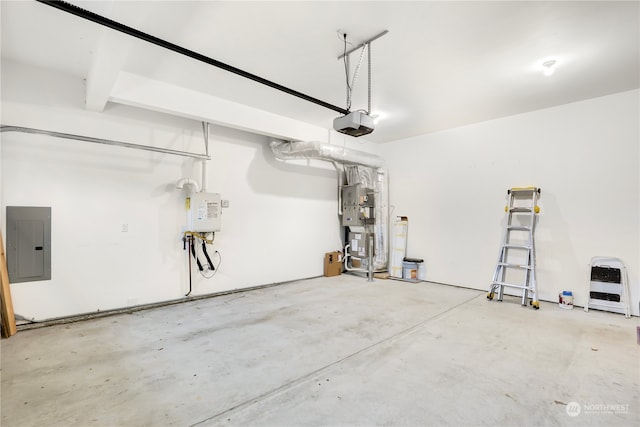 garage featuring a garage door opener and electric panel