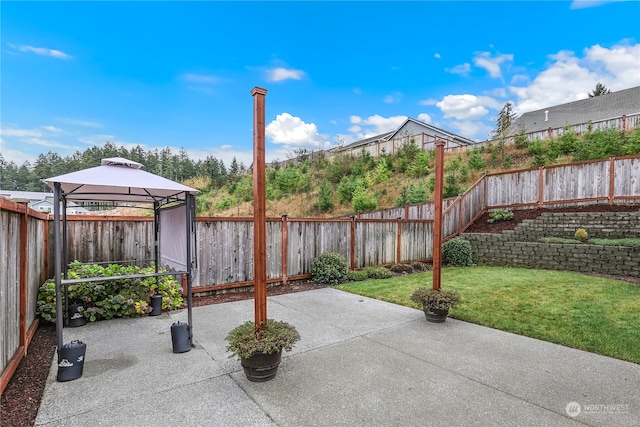 view of patio / terrace featuring a gazebo