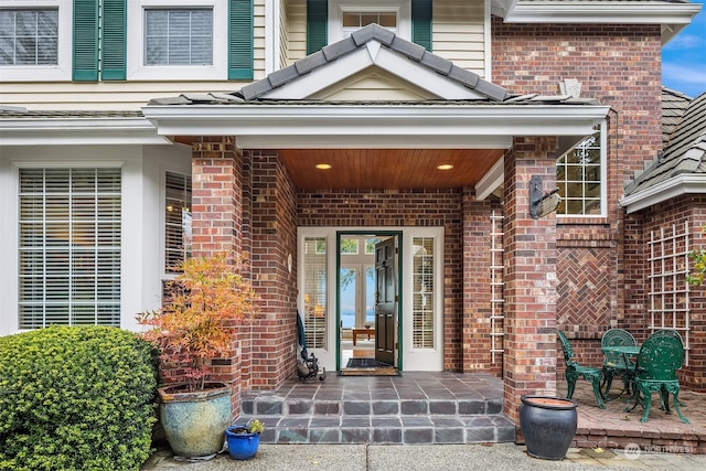 doorway to property featuring french doors