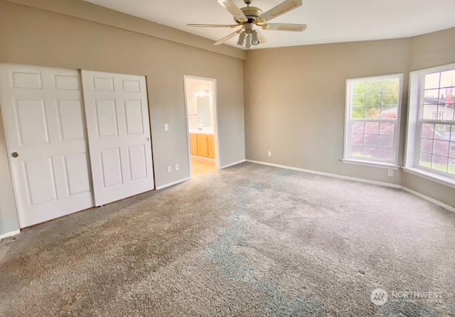 2722 S 371st St, Federal Way, WA 98003 - unfurnished bedroom featuring carpet floors, ceiling fan, and connected bathroom