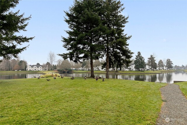 view of yard featuring a water view