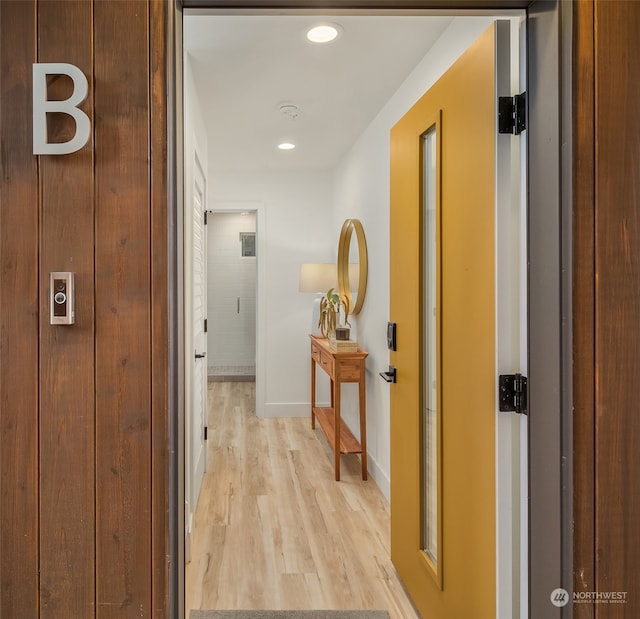 corridor featuring light wood-type flooring