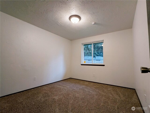 carpeted empty room with a textured ceiling