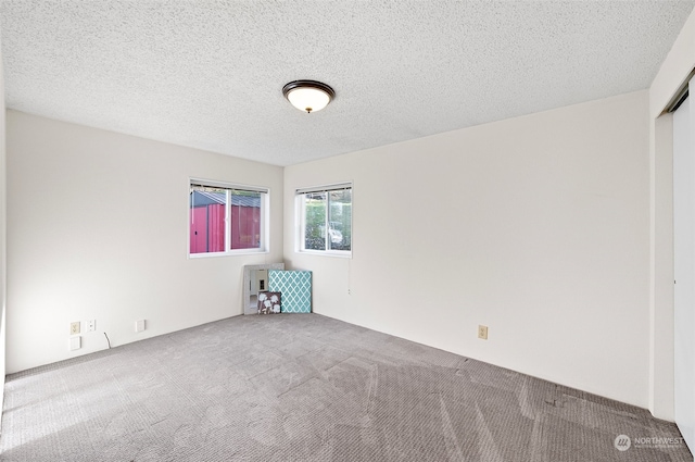 spare room featuring carpet and a textured ceiling