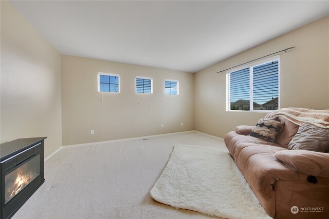 living room with light carpet