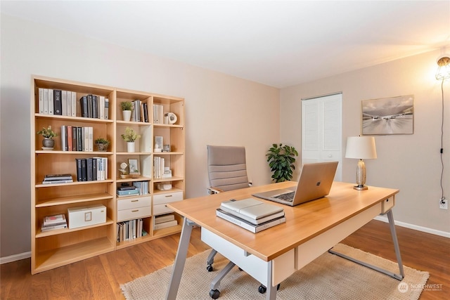 office featuring hardwood / wood-style flooring