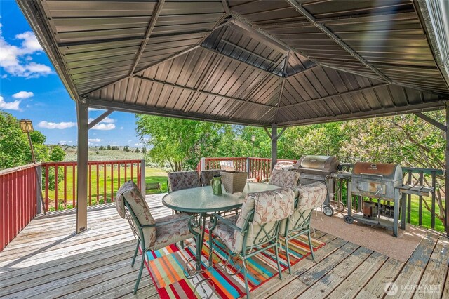 16161 Badger Mountain Rd, East Wenatchee, WA 98802 - deck with outdoor dining area, area for grilling, and a gazebo
