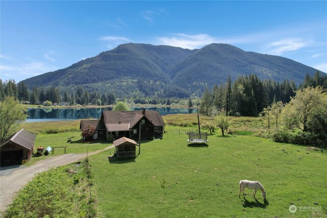 27525 W Lake Riley Rd, Arlington, WA 98223 - mountain view with a large body of water and a heavily wooded area