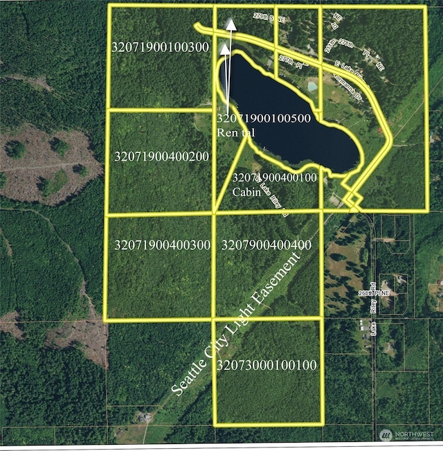27525 W Lake Riley Rd, Arlington, WA 98223 - map / location featuring property boundaries highlighted