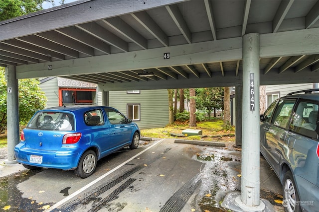 view of covered parking lot