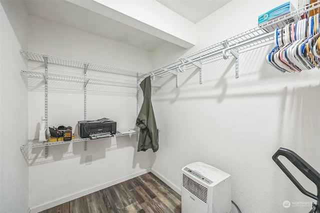 walk in closet featuring dark hardwood / wood-style flooring