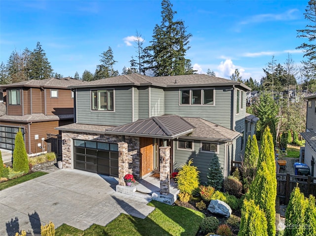 view of front of house with a garage