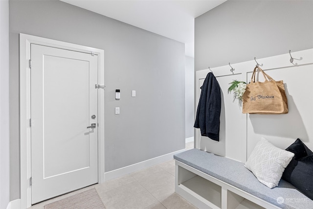 mudroom with light tile patterned floors