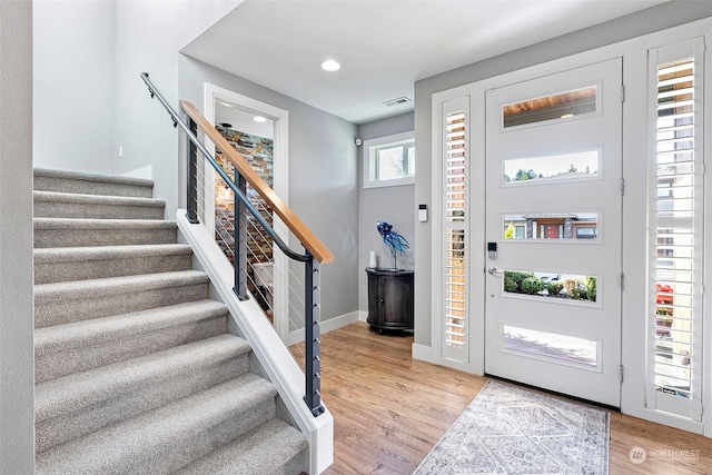 foyer featuring light wood-type flooring