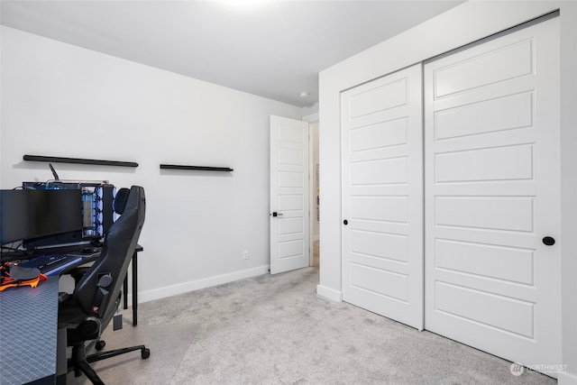 view of carpeted home office