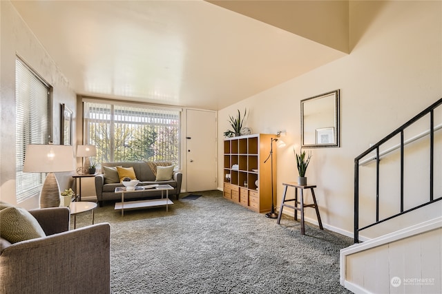 living area with carpet