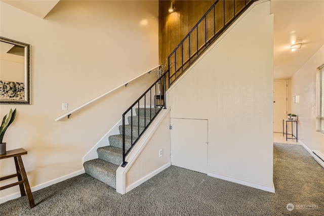 stairs featuring carpet