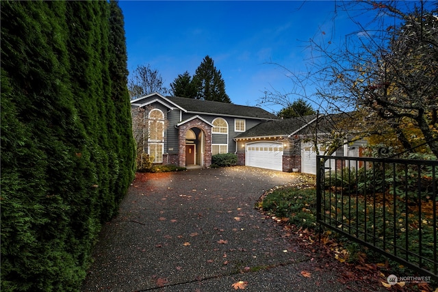 view of front facade with a garage