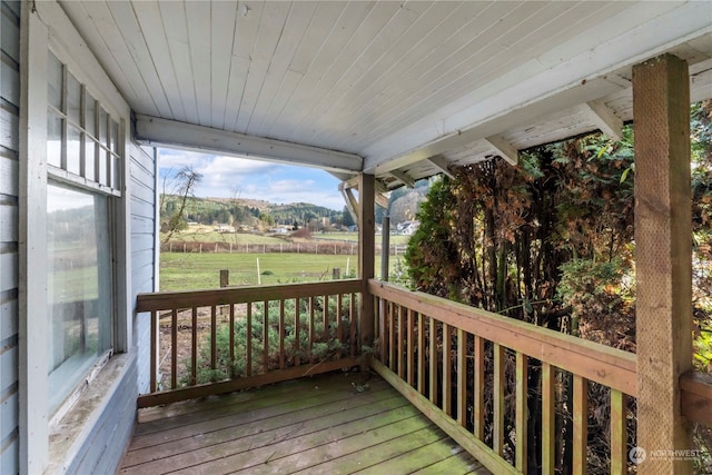 deck with a rural view