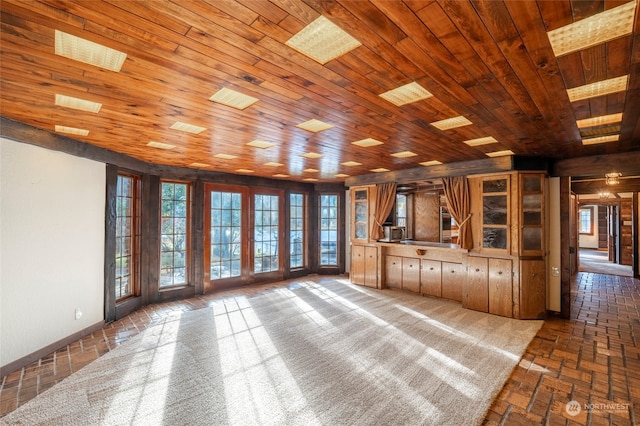 interior space with wood ceiling