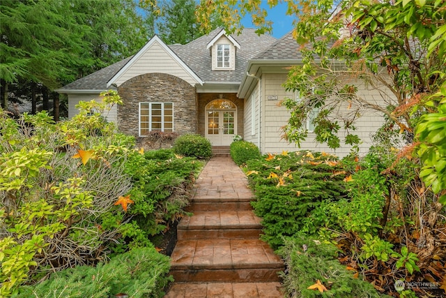 view of front of home with french doors