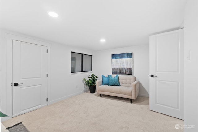 sitting room with light carpet