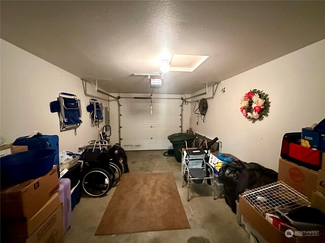 garage with a garage door opener