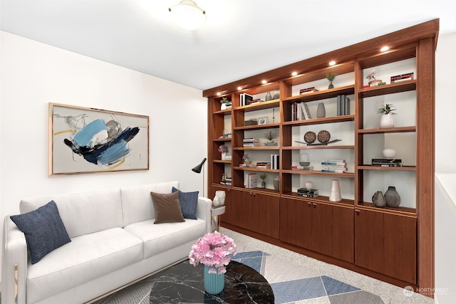 living room featuring carpet flooring