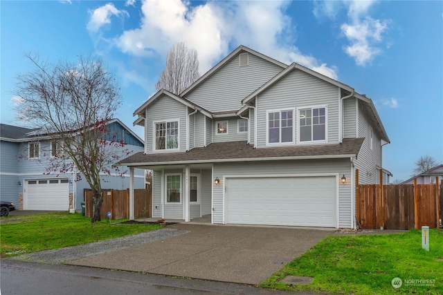 front of property featuring a front lawn and a garage