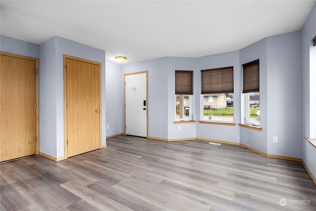 unfurnished living room featuring light hardwood / wood-style flooring