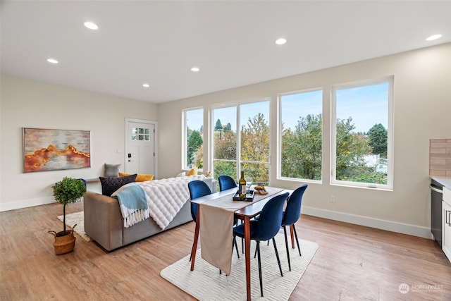 dining area featuring light hardwood / wood-style flooring