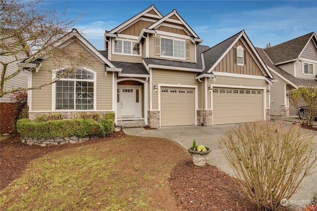 craftsman-style house featuring a garage