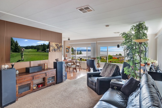 living room featuring carpet floors