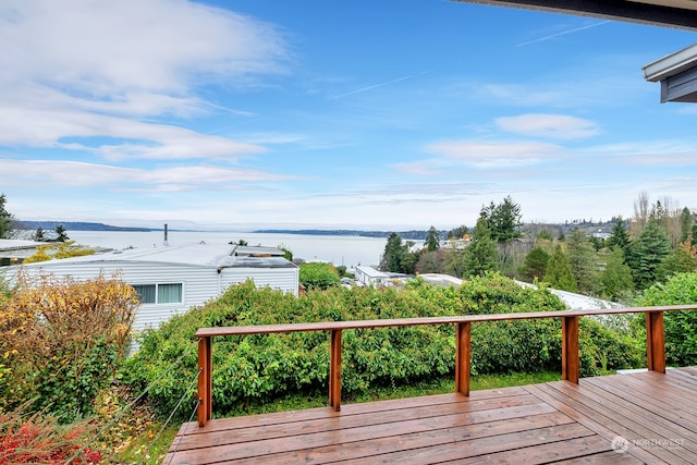 deck with a water view