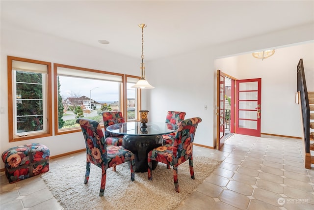 dining room with light tile patterned floors