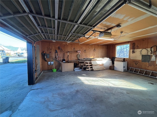 garage with a garage door opener