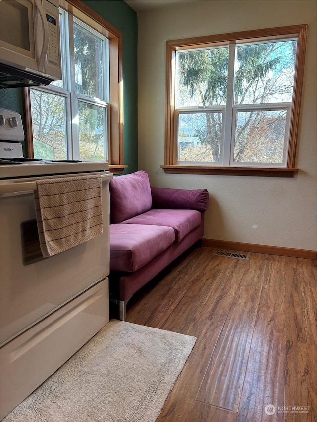 living area with hardwood / wood-style floors