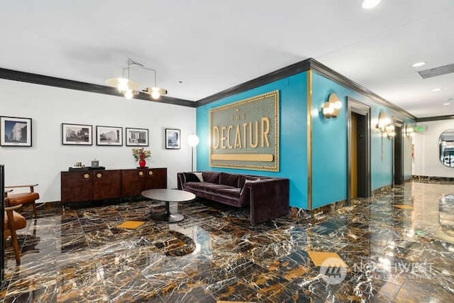 1105 Spring St Unit 701, Seattle, WA 98104 - common area with crown molding and recessed lighting