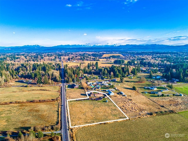 bird's eye view with a mountain view