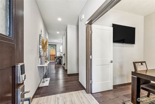 hall featuring hardwood / wood-style flooring