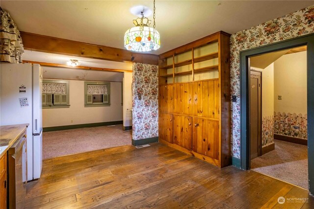 516 SW Riverside Dr, Chehalis, WA 98532 - unfurnished dining area featuring wood finished floors and carpet