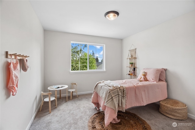 bedroom featuring carpet
