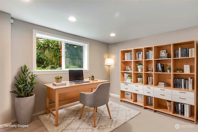 office featuring light hardwood / wood-style floors