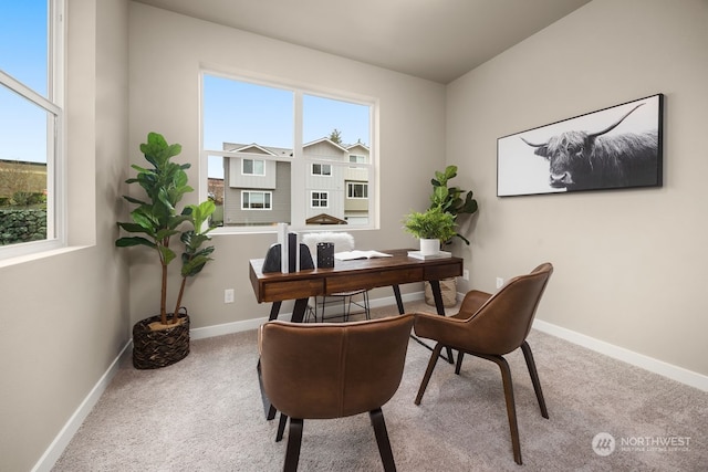 home office featuring carpet floors