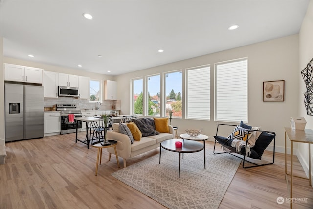 living room featuring light hardwood / wood-style floors