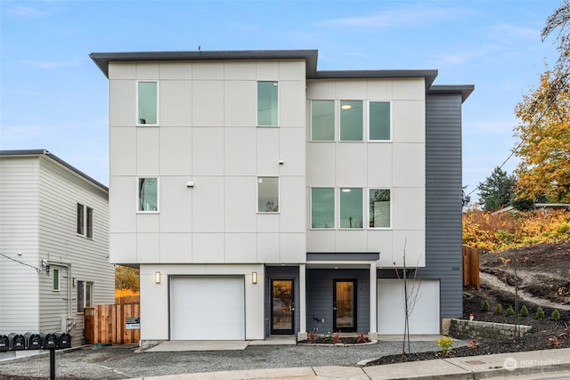 contemporary home featuring a garage