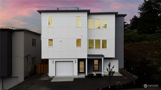 contemporary home featuring a garage